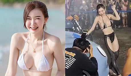 น้องคะแนน กนกญาดา นางแบบ พริตตี้สาวสวย เต้นยั่วใน งาน Sexy Car Wash